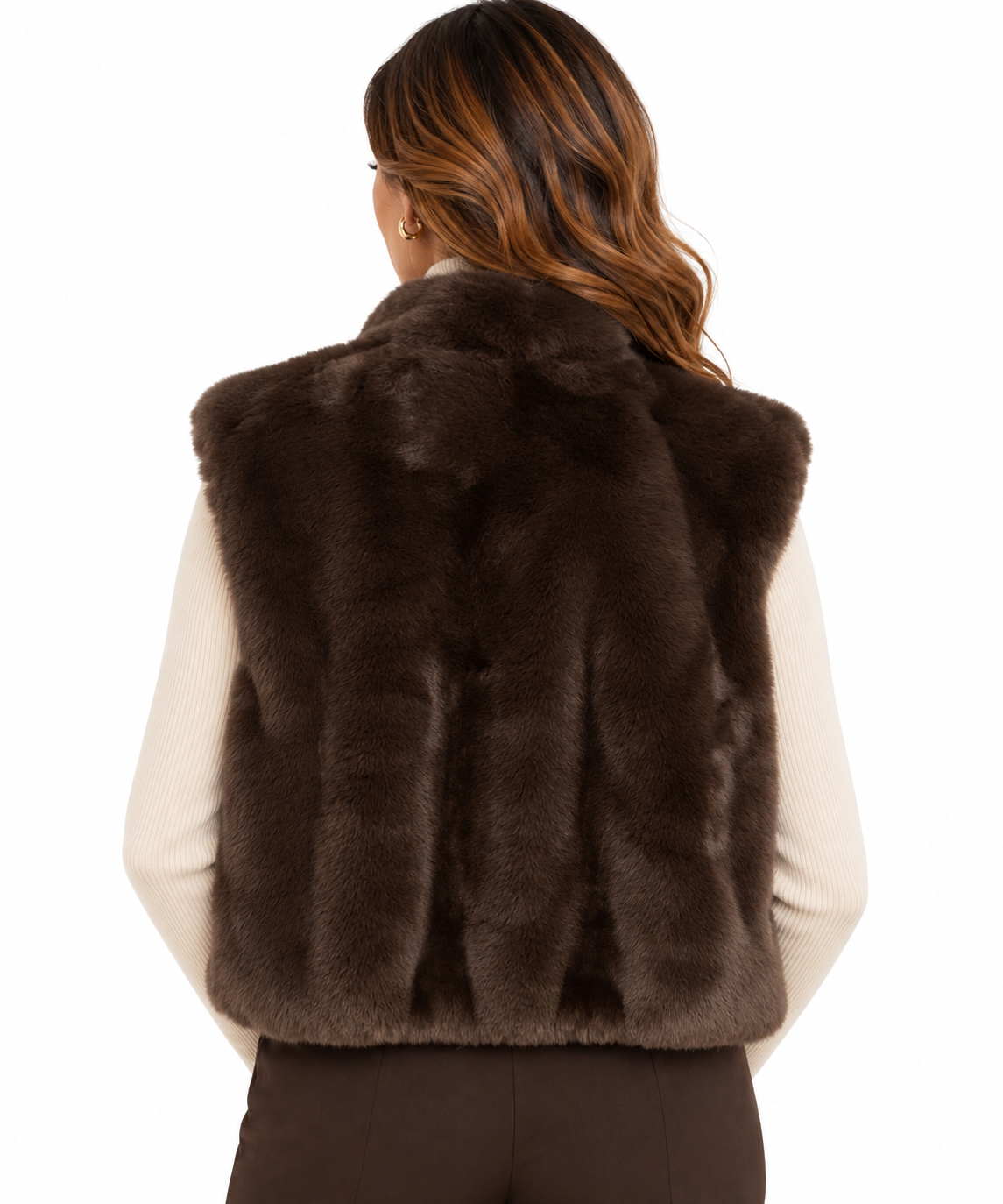 Gilet smanicato cropped in pelliccia