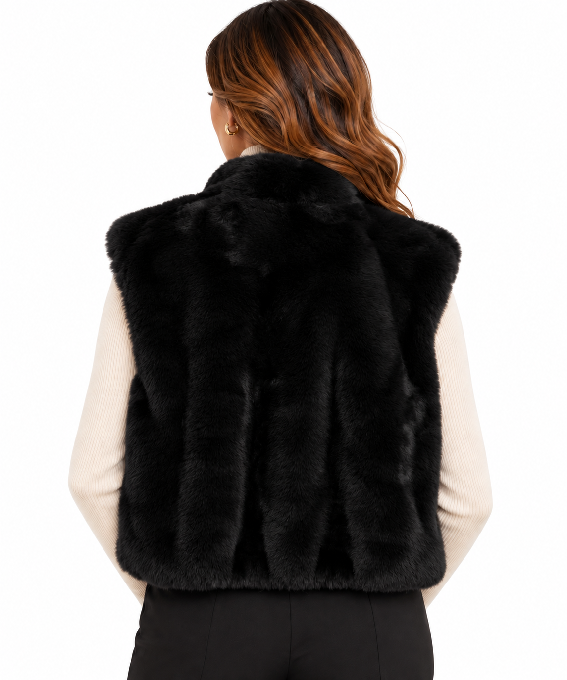 Gilet smanicato cropped in pelliccia