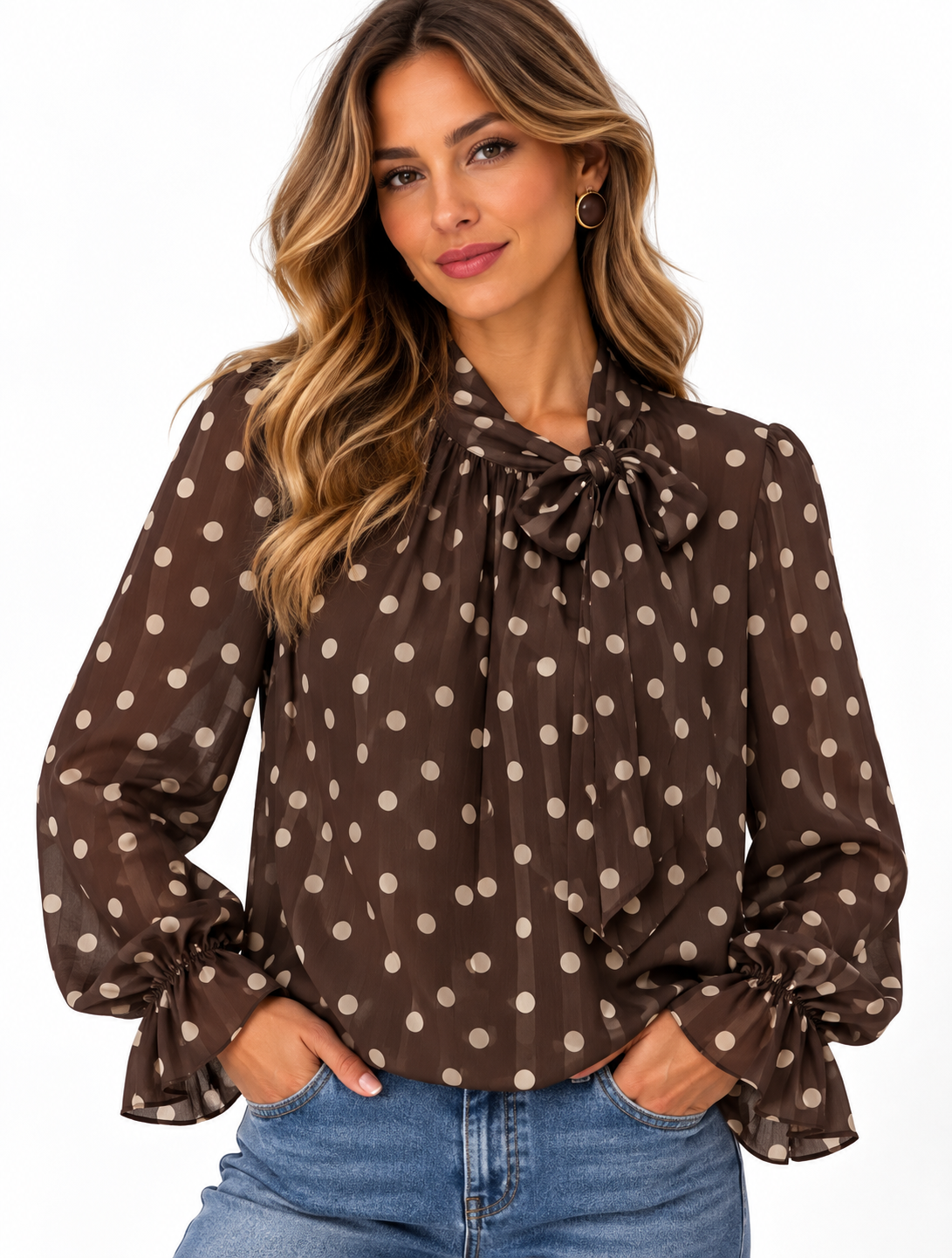Blusa con nodo a pois