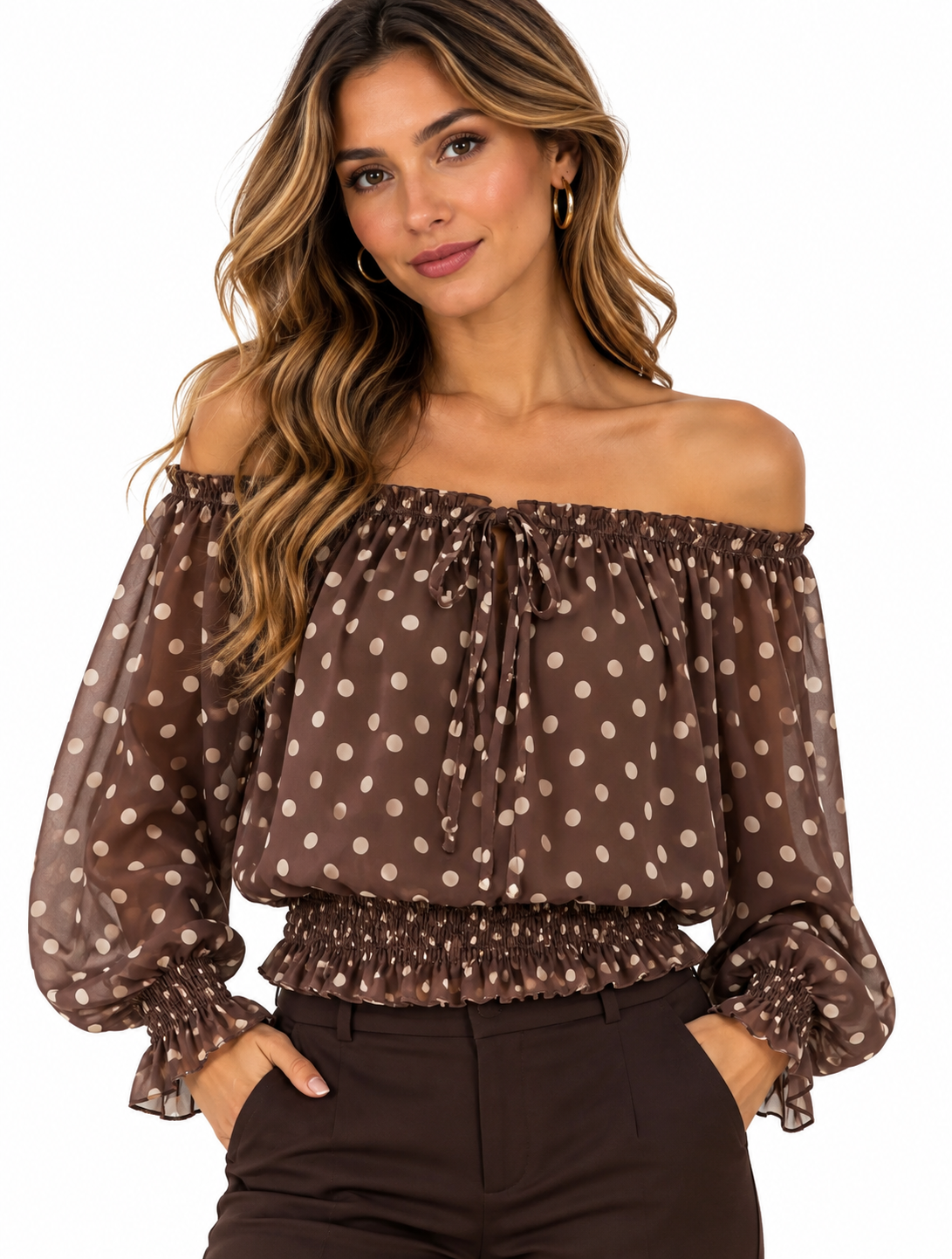 Blusa a pois con elastico