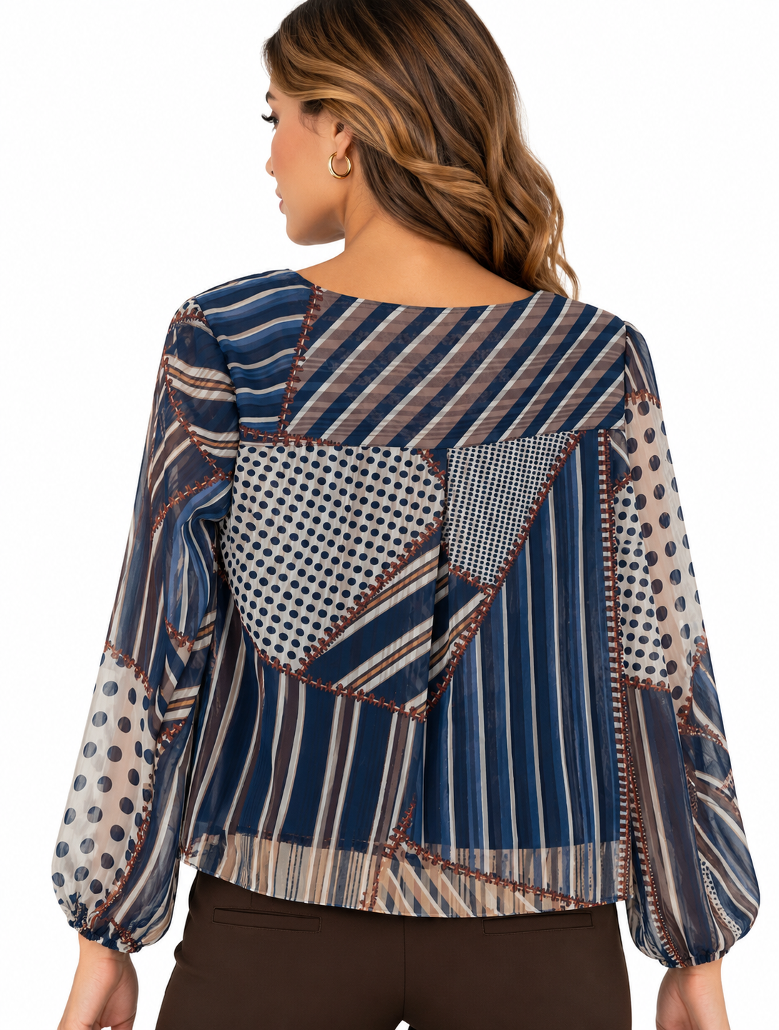 Blusa scollo V patchwork