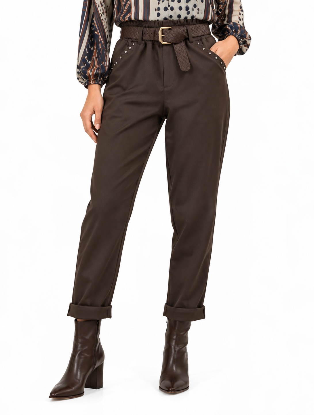Pantalone con borchie