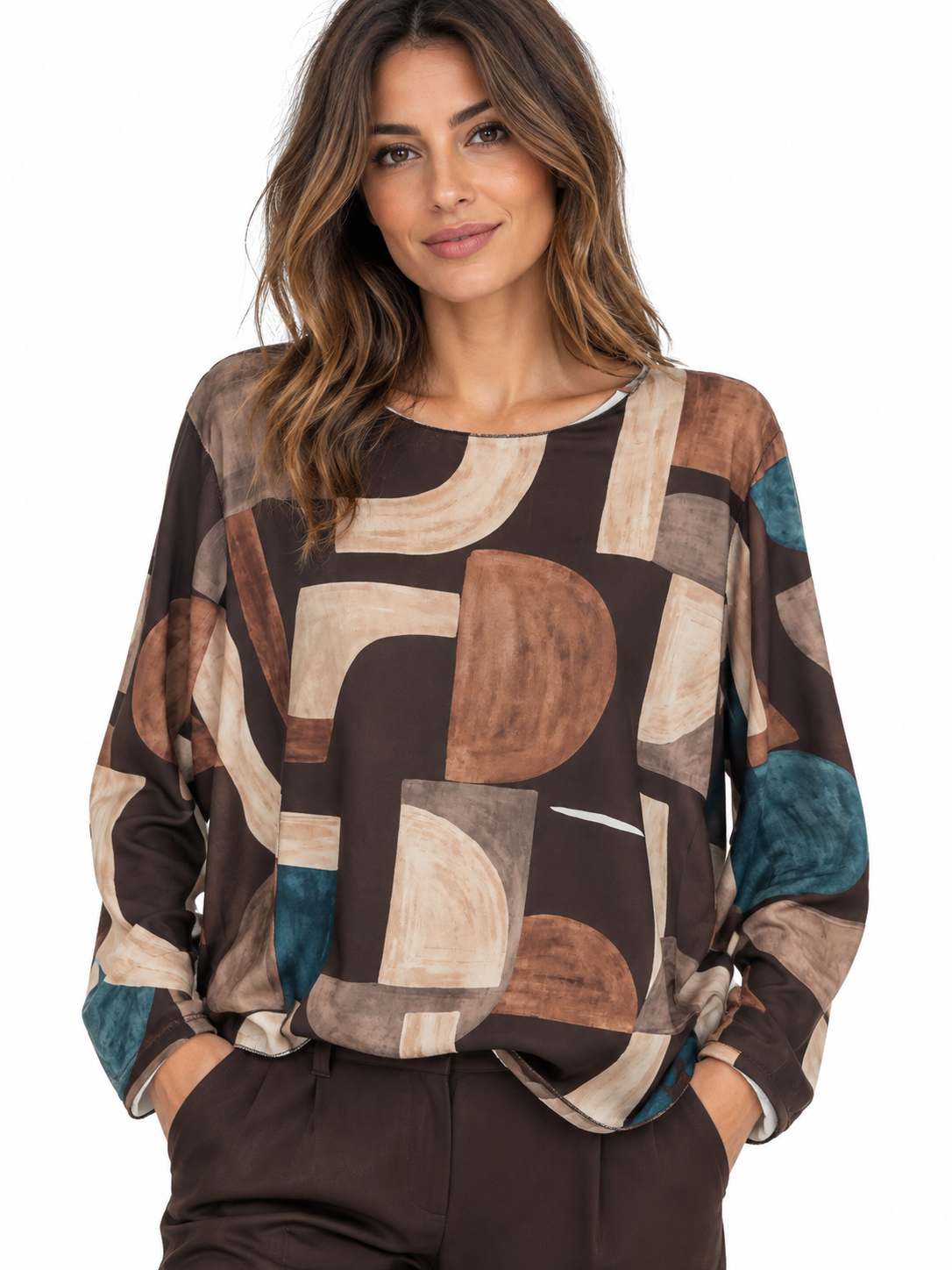 Maglia in viscosa fantasia geometrica