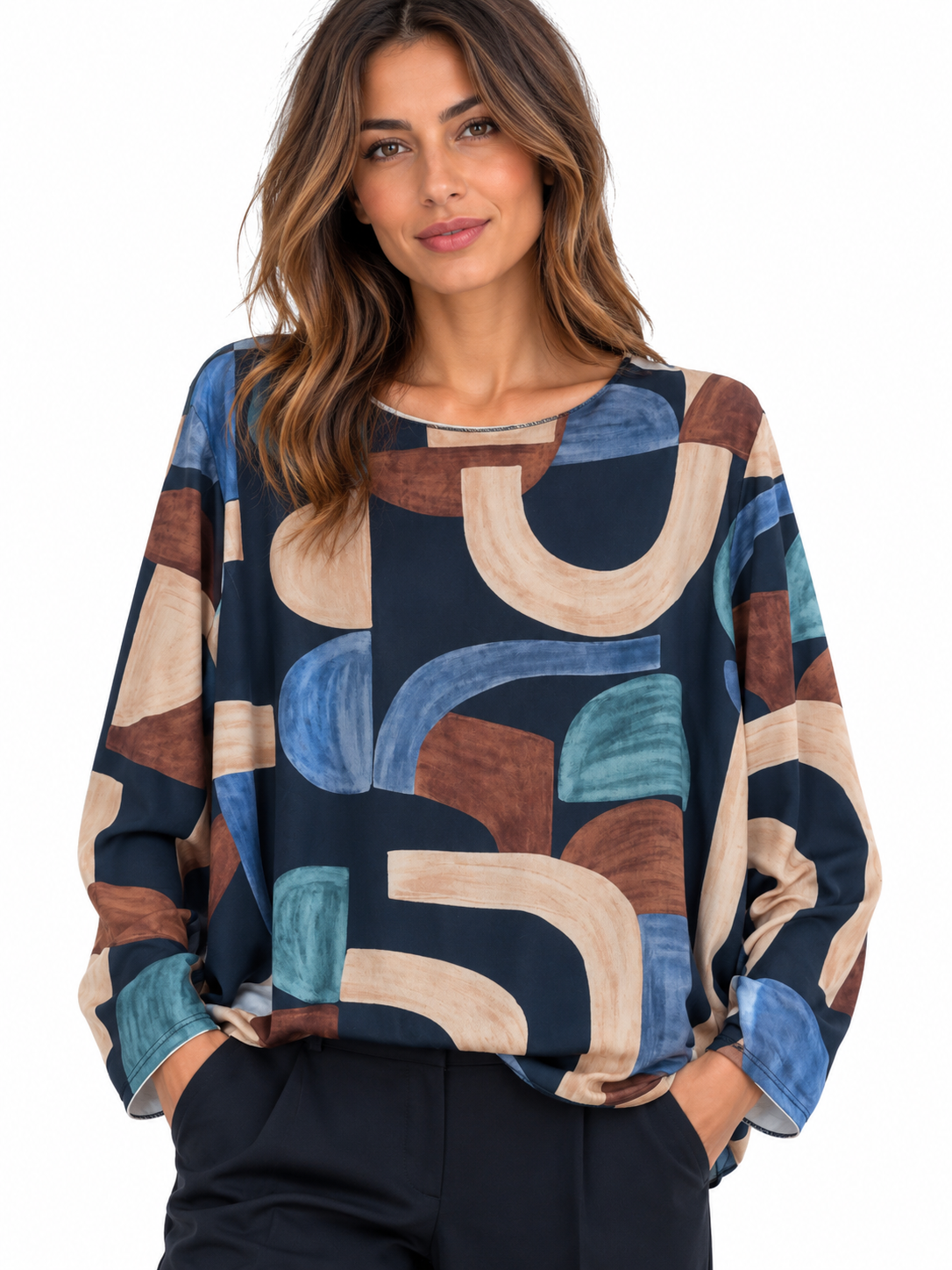 Maglia in viscosa fantasia geometrica