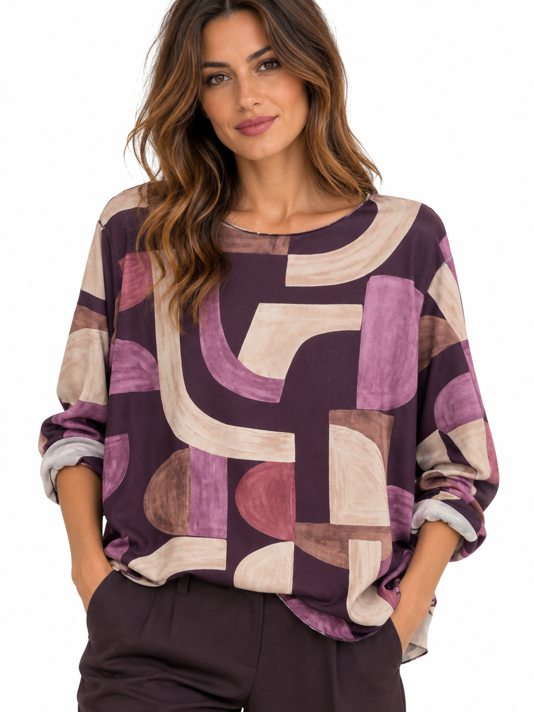 Maglia in viscosa fantasia geometrica