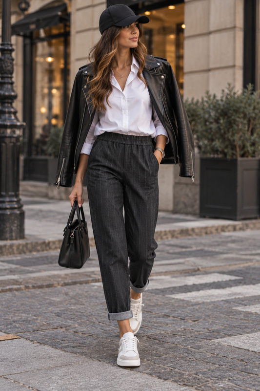 Pantalone a matita spigato