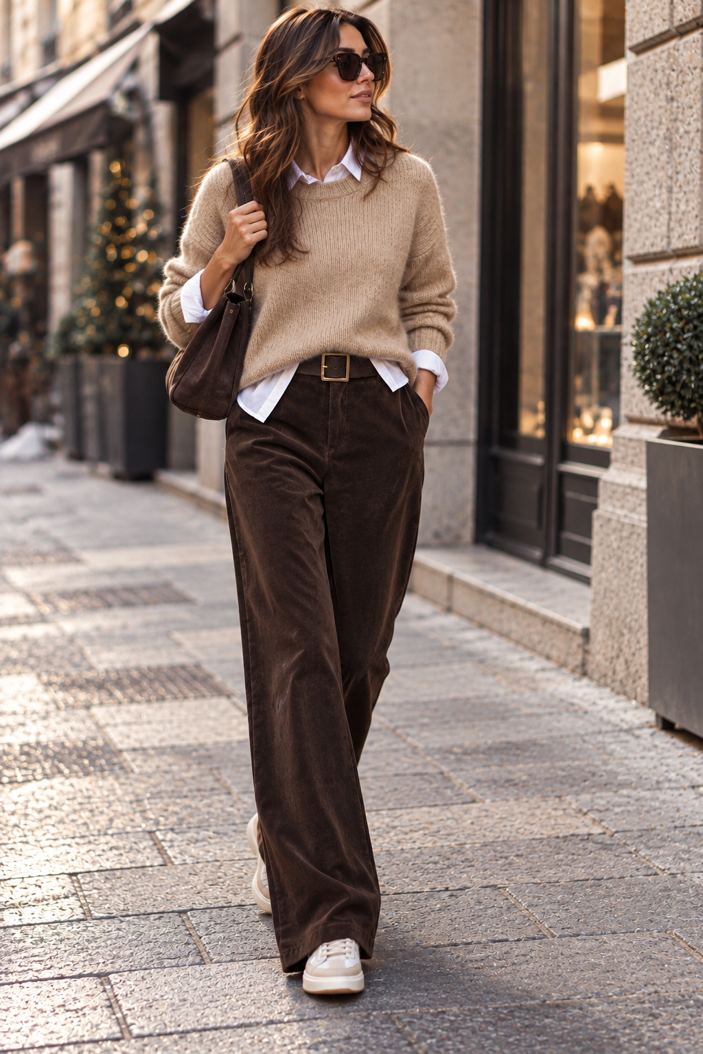 Pantalone palazzo effetto velluto