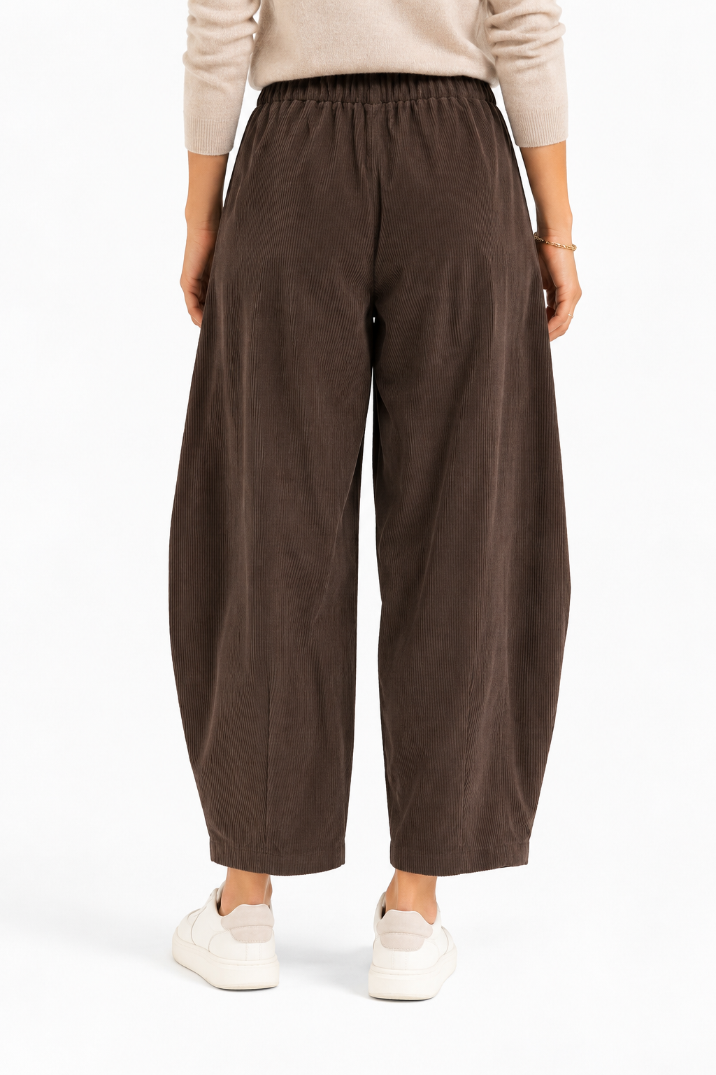 Pantalone balloon in velluto a coste con tasconi
