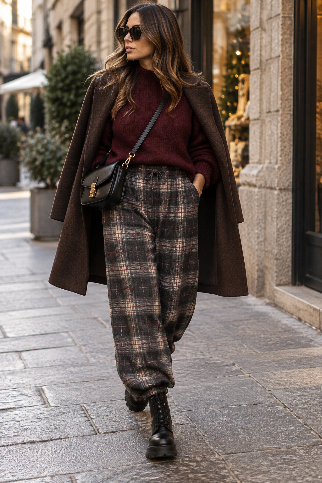 Pantalone check con elastico